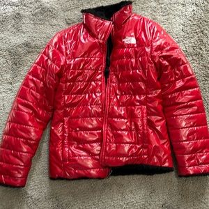 Kids Red/Black Reversible North Face Coat